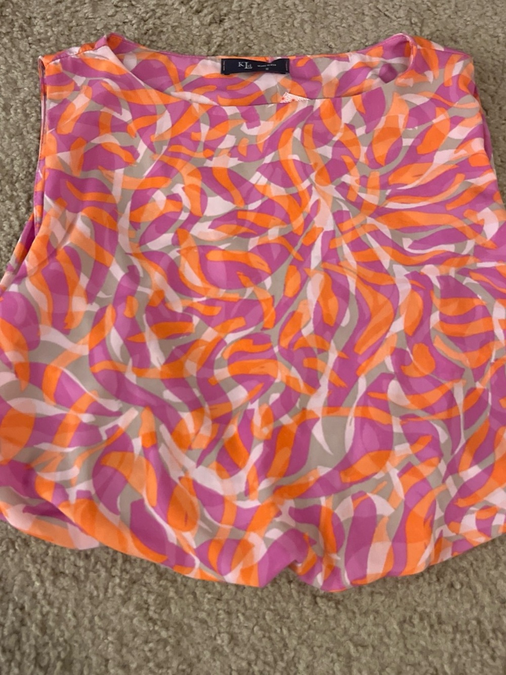 Women's Pink & Orange Printed Tank Top